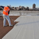 installation of a liquid-applied roof coating