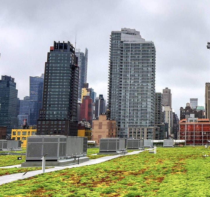 stormy sky above Jacob K Javits Convention Center in New York City