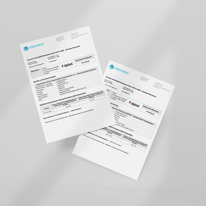 Technical data sheets and CSA code approval reports for Siplast roofing and waterproofing products (CSA-A123-21).