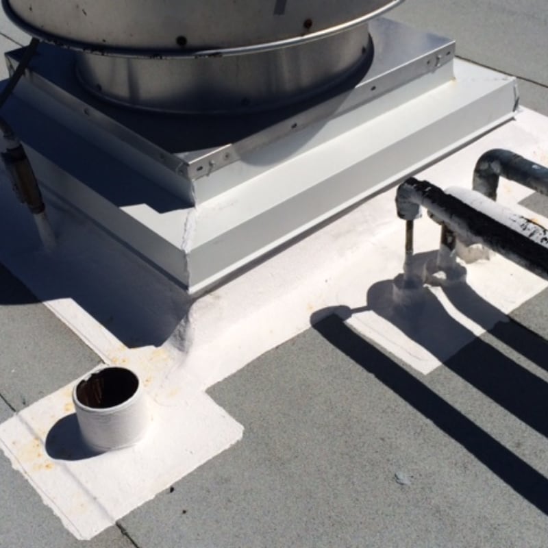 Close up of commercial roof with Siplast building materials