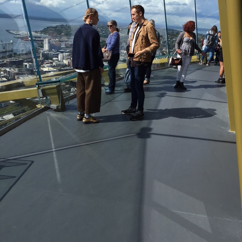 Men and women on a terrace