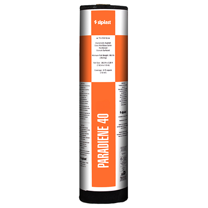 Paradiene 40 SBS-modified bitumen finish ply membrane with a granule-surfaced finish for hybrid and multi-layer roofing applications.