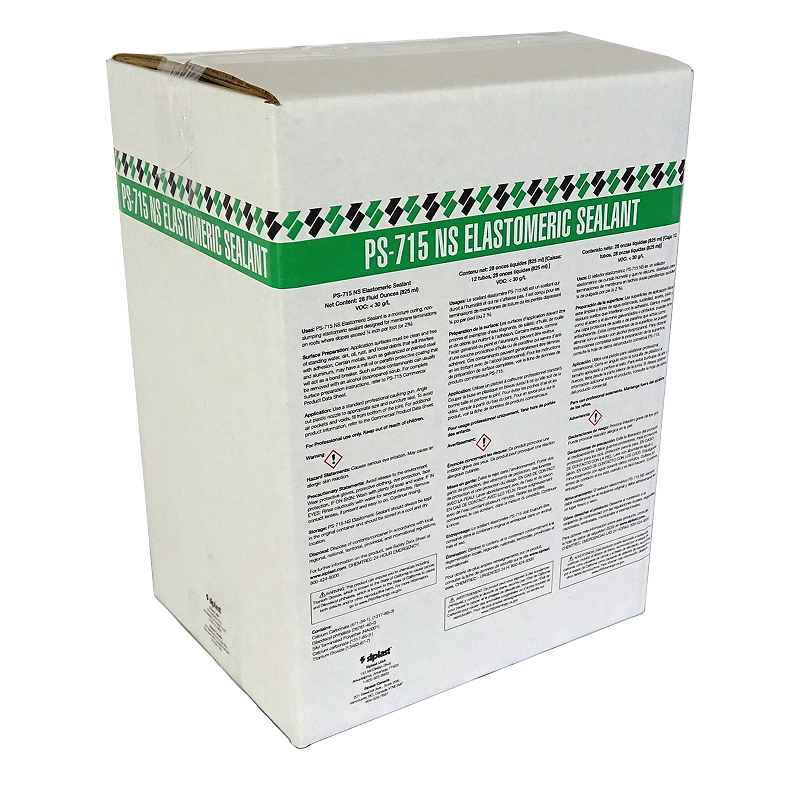 A box of PS-715 NS Elastomeric Sealant, used for dynamic joint movement and low-temperature durability.