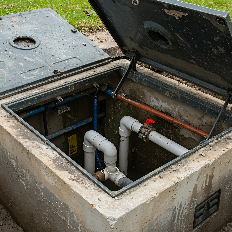 A service room or vault, an interior space that can be protected from moisture with Siplast's waterproofing.