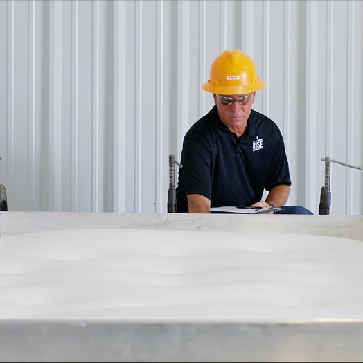 Engineer or worker checking green roof specifications