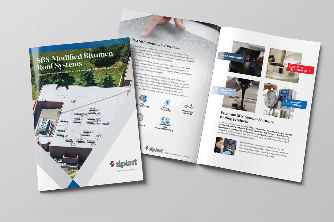 Siplast SBS-Modified Bitumen Roof Systems brochure overview.
