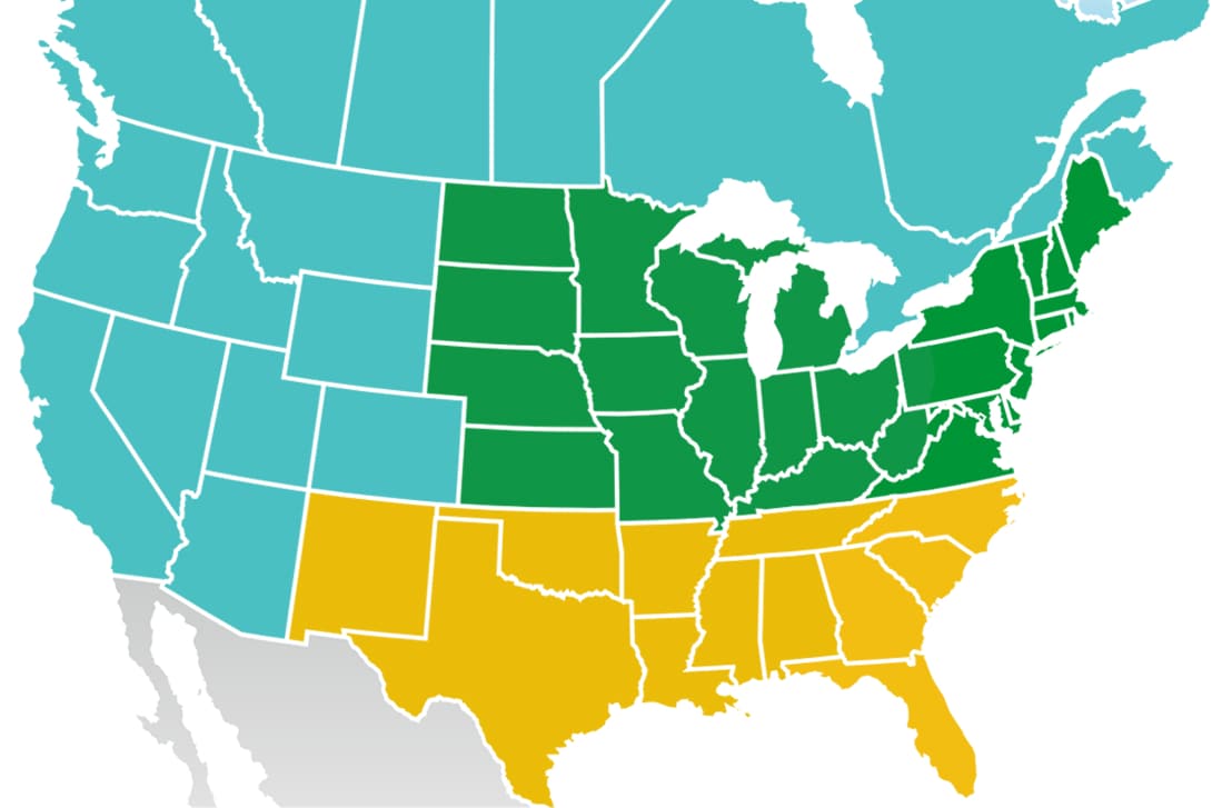 US regional map for Siplast tapered insulation design experts.