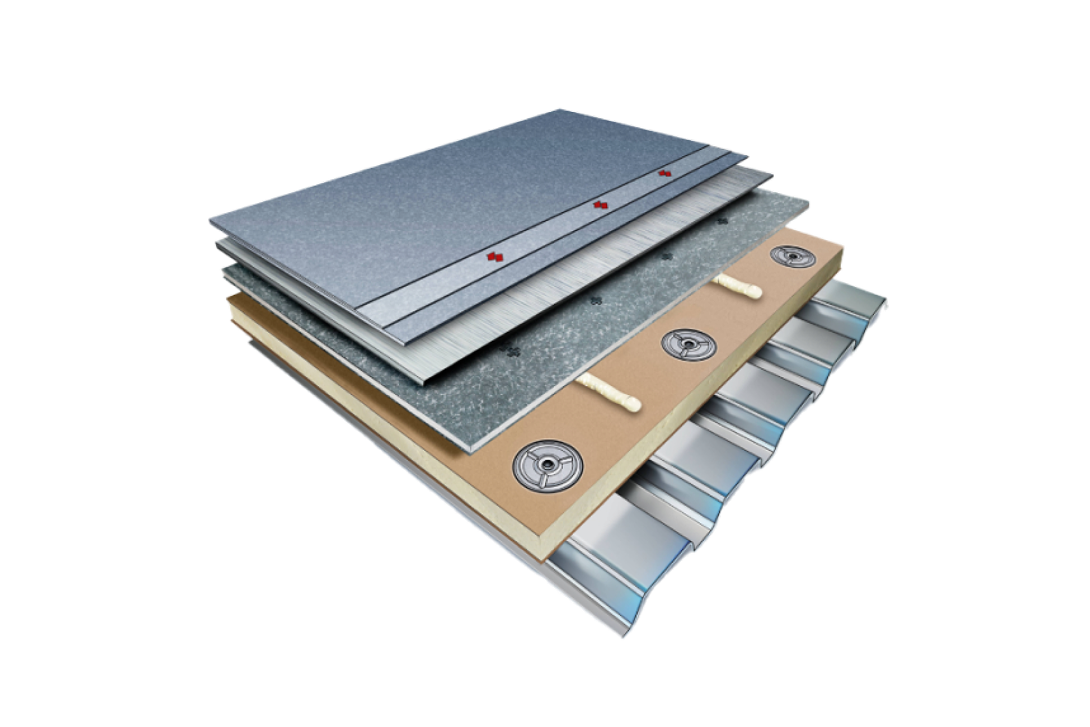 Siplast Parapro Roof Membrane System cutaway diagram showing seamless layers.