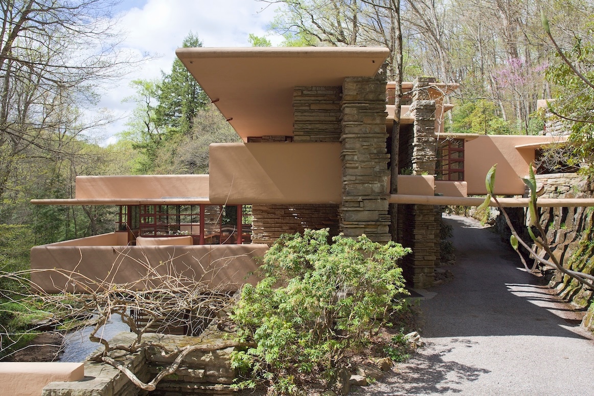 View of Fallingwater from the eastern side of the home and museum.