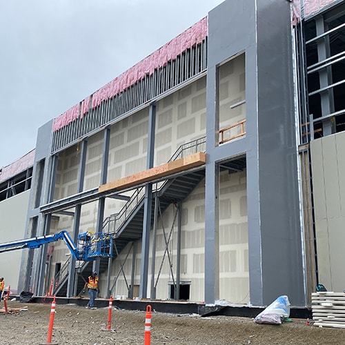 construction site of T5 data center in Oregon sided with WallControl