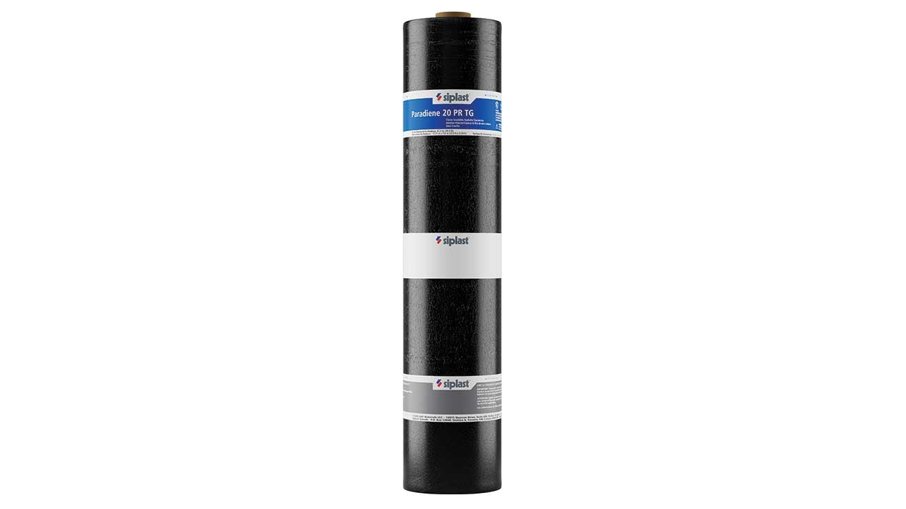 Siplast Paradiene 20 PR TG SBS-modified bitumen base sheet product specifications and application methods overview.