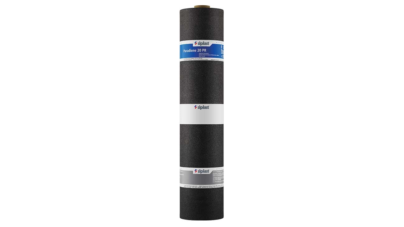 Siplast Paradiene 20 PR SBS-modified bitumen base sheet product specifications and application methods overview.