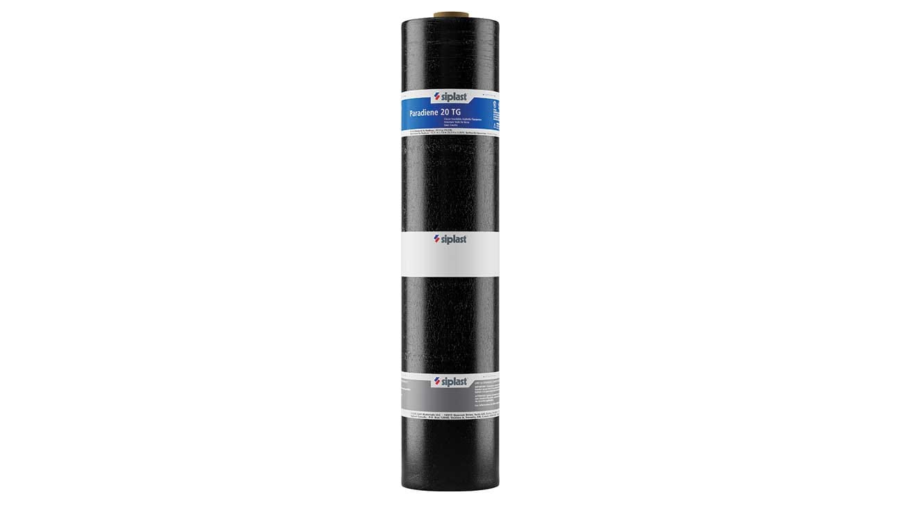 Siplast Paradiene 20 TG SBS-modified bitumen base sheet product specifications and application methods overview.