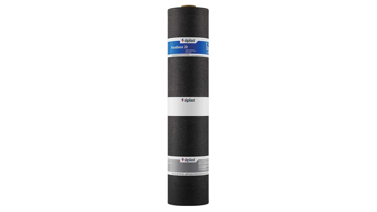Siplast Paradiene 20 SBS-modified bitumen base sheet product specifications and application methods overview.