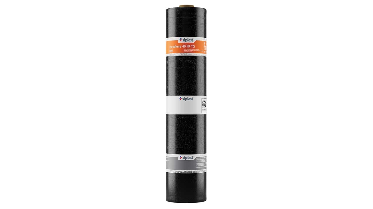 Paradiene 40 FR TG BW SBS-modified bitumen finish ply membrane with a granule-surfaced finish for hybrid and multi-layer roofing applications.