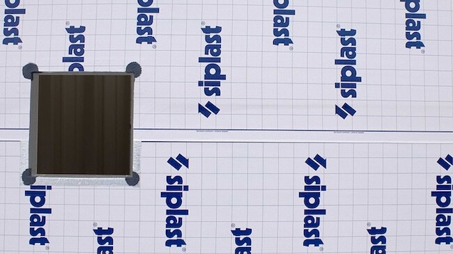 Full wall installation of Siplast WALLcontrol SA 40 VR vapor permeable air barrier system.